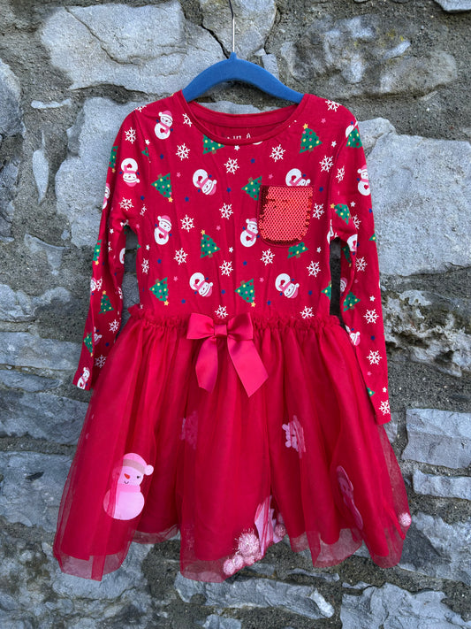 Christmas print tulle dress  4-5y (104-110cm)