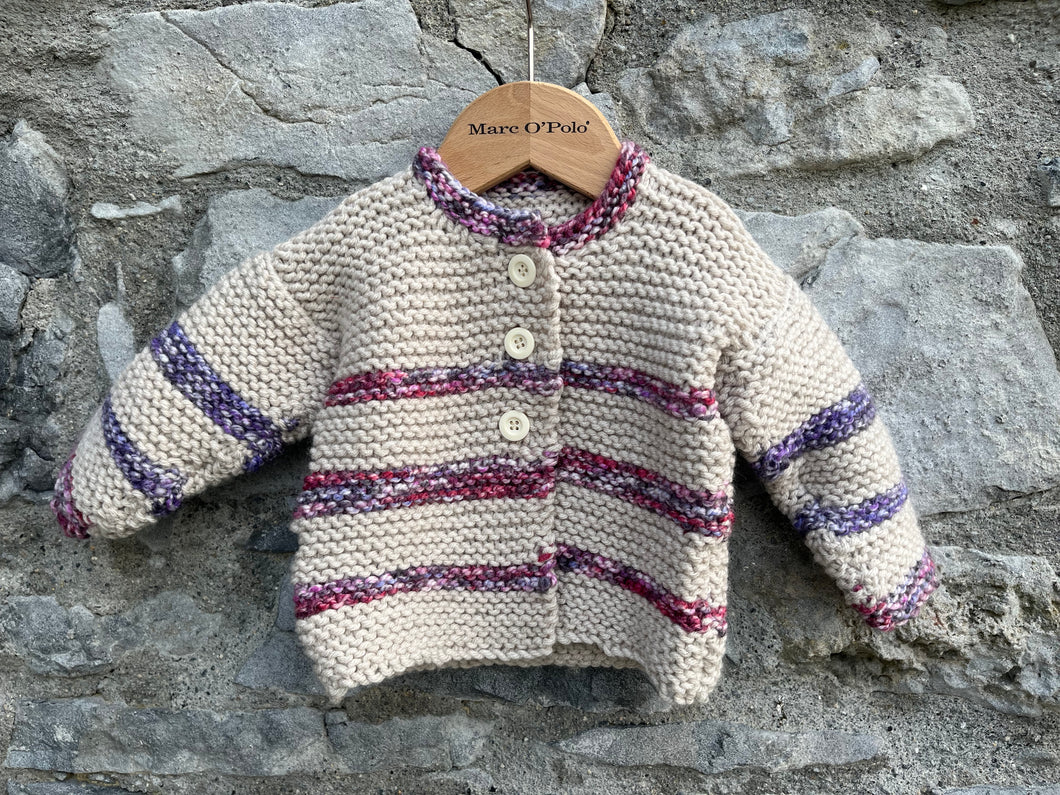 Beige chunky knit cardigan   6-9m (68-74cm)