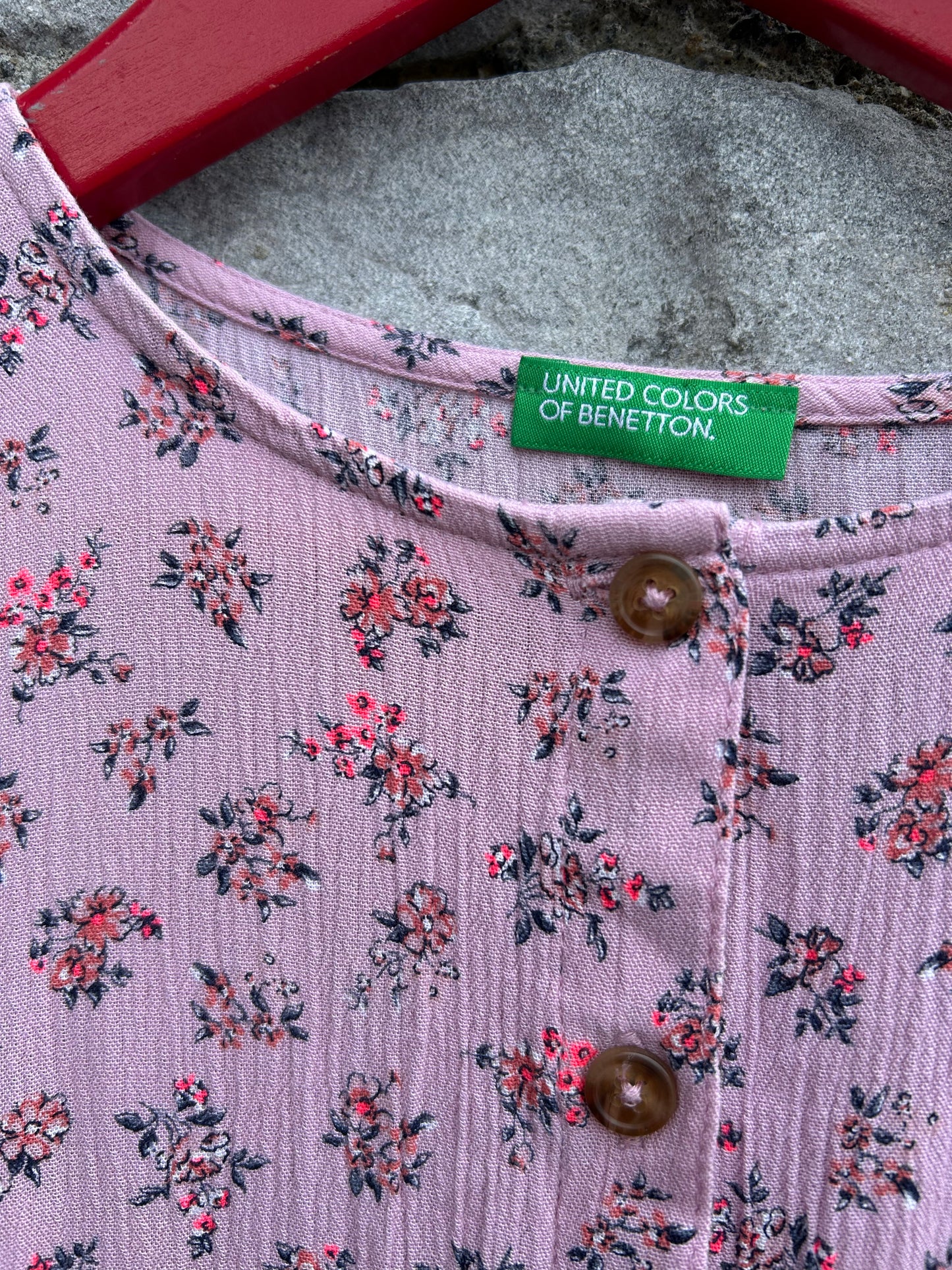 Pink flowers wrinkled dress  10-11y (140-146cm)