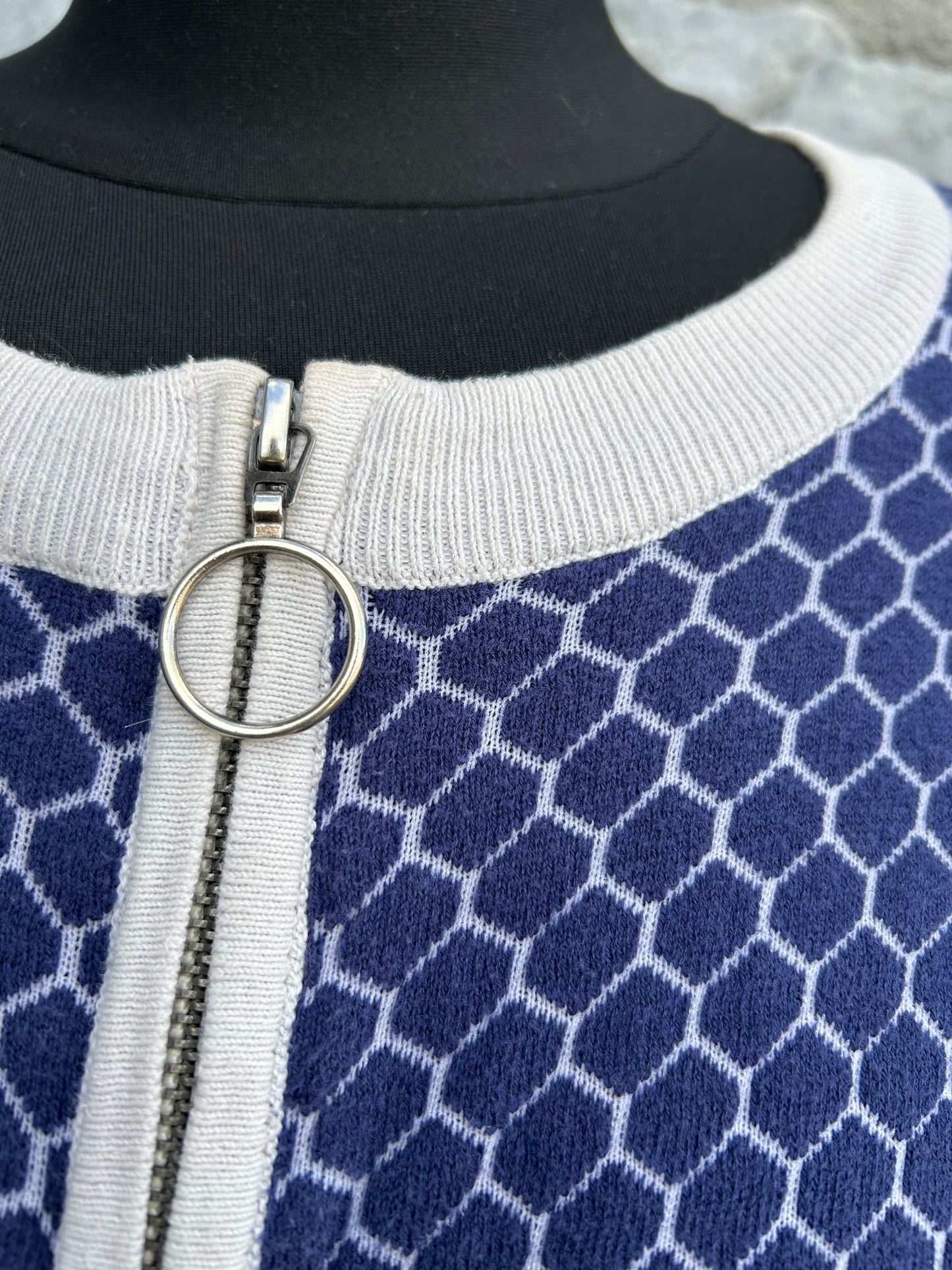Blue geometric cardigan uk 8-10