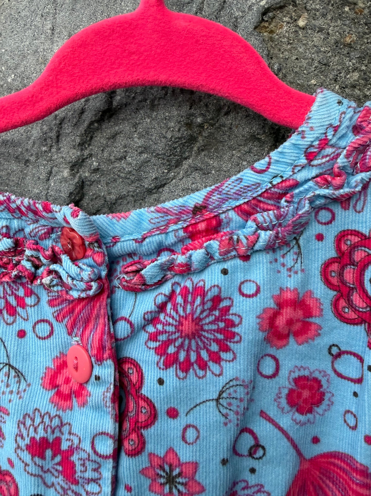 Floral cord blue dress 4-5y (104-110cm)