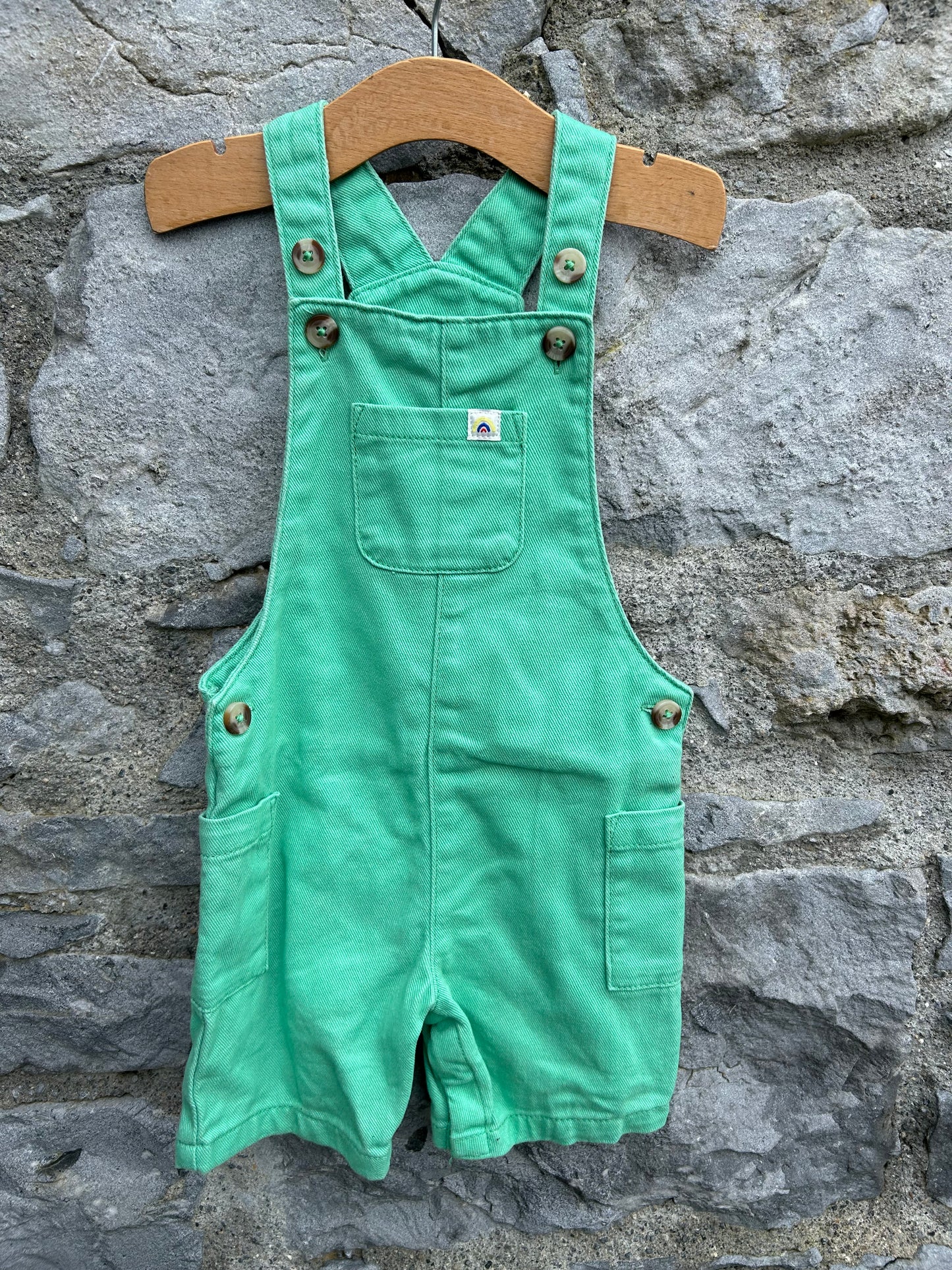 Green short denim dungarees 12-18m (80-86cm)