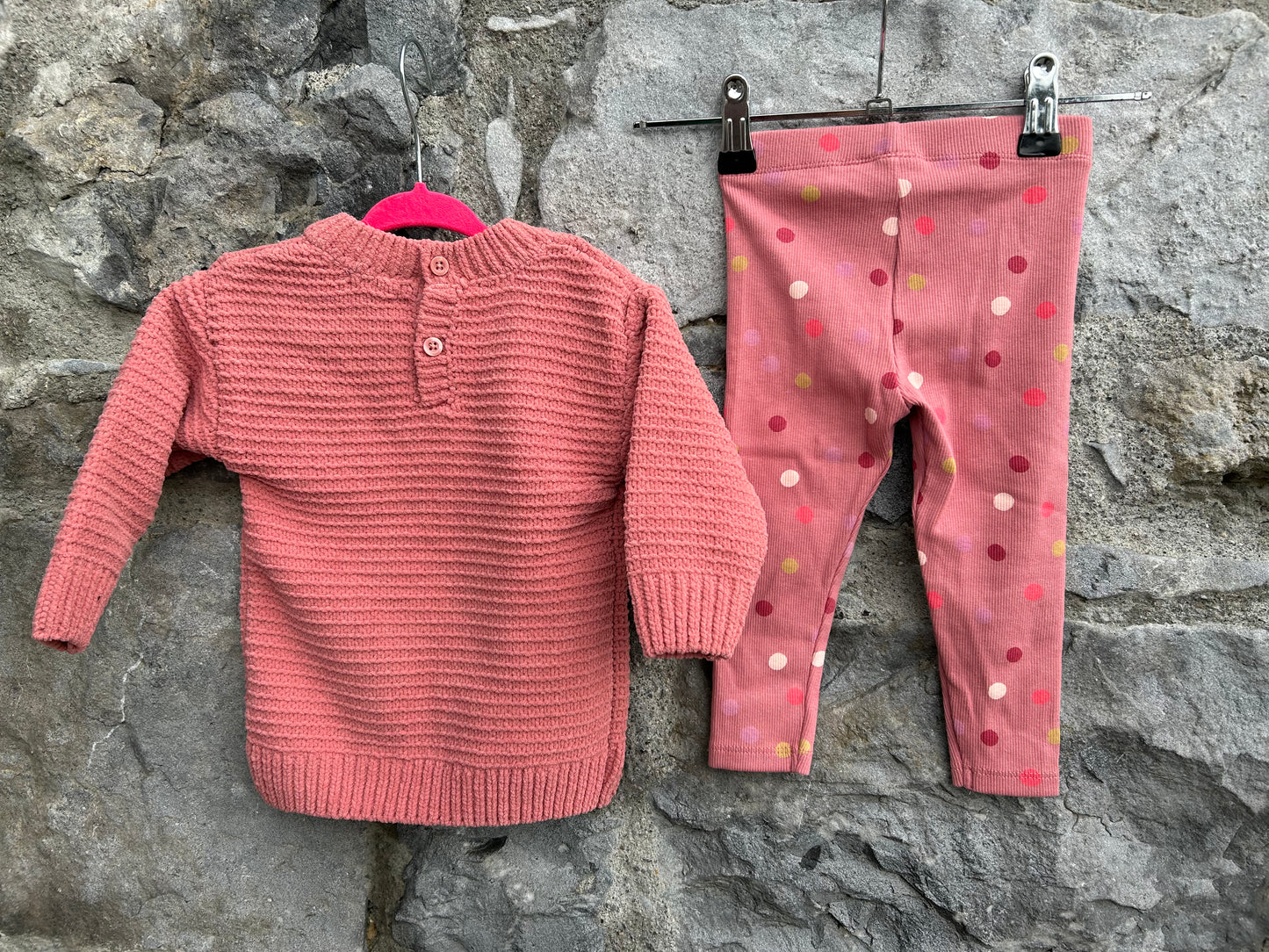 Pink tunic&spotty leggings  6-9m (68-74cm)