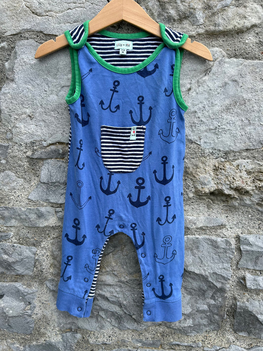 Anchor blue dungarees  3-6m (62-68cm)