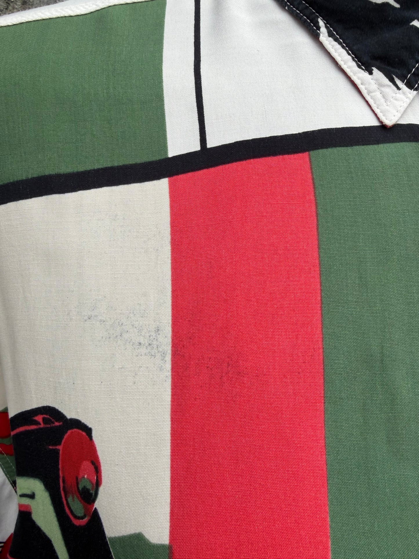 80s palm trees patchwork shirt Large