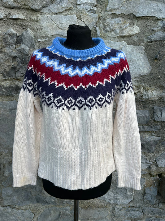 Fair Isle pattern cream jumper uk 10-12