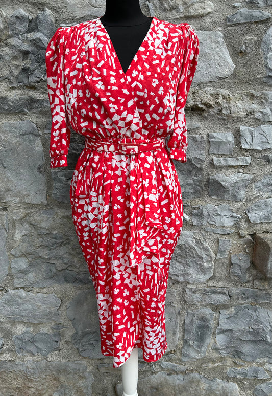 80s geometric red dress uk 8-10