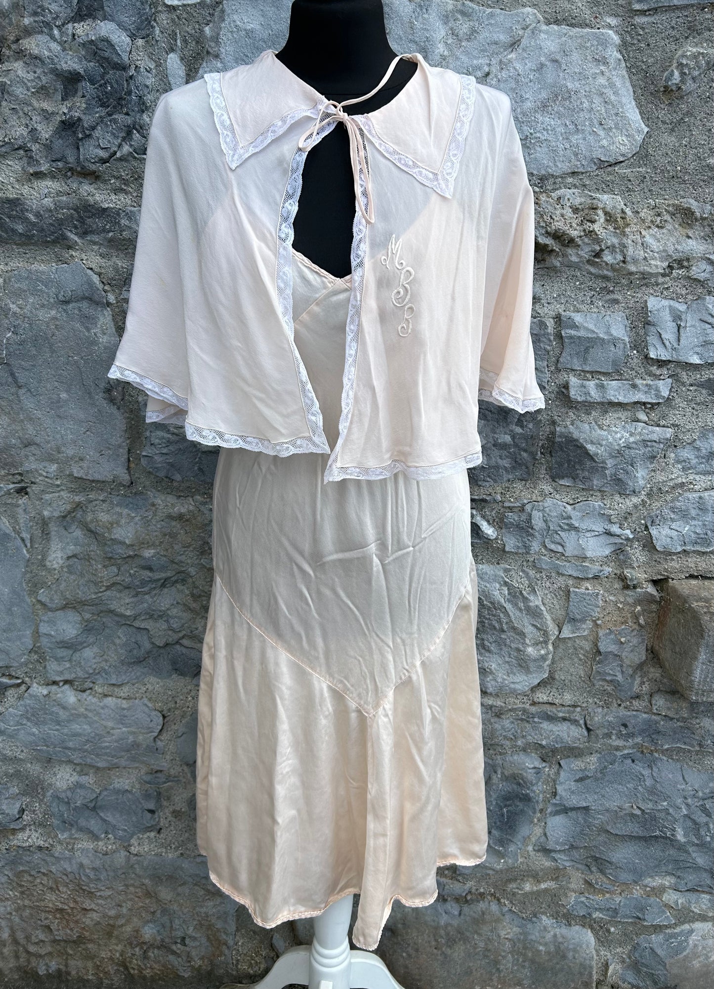 70s peach nightdress&poncho uk 8