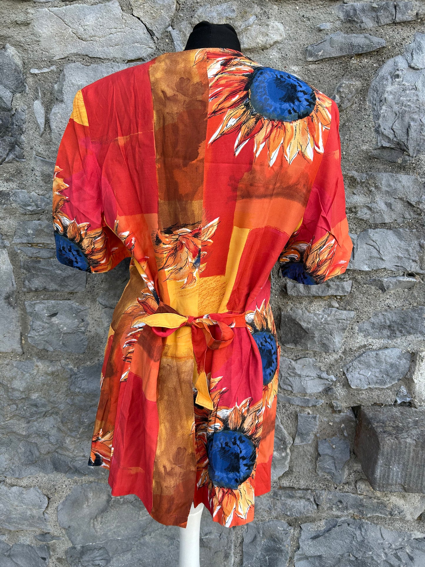 80s Red&orange floral tunic uk 12