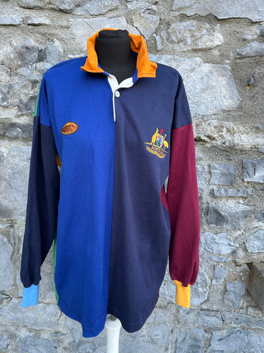 90s Australia block colours polo top Large