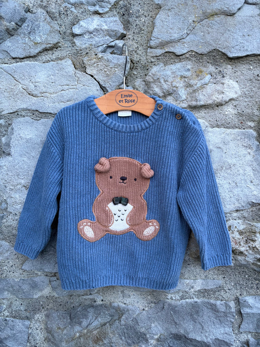 Teddy blue jumper 12-18m (80-86cm)