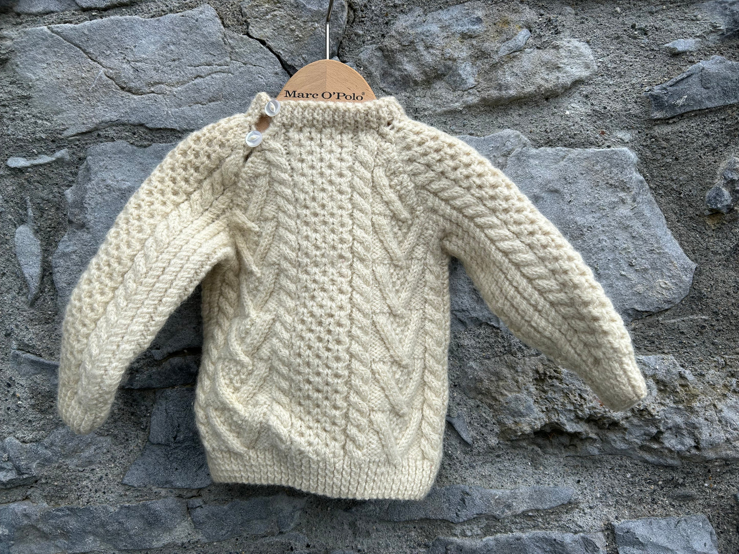 Aran style cream jumper 6m (68cm)