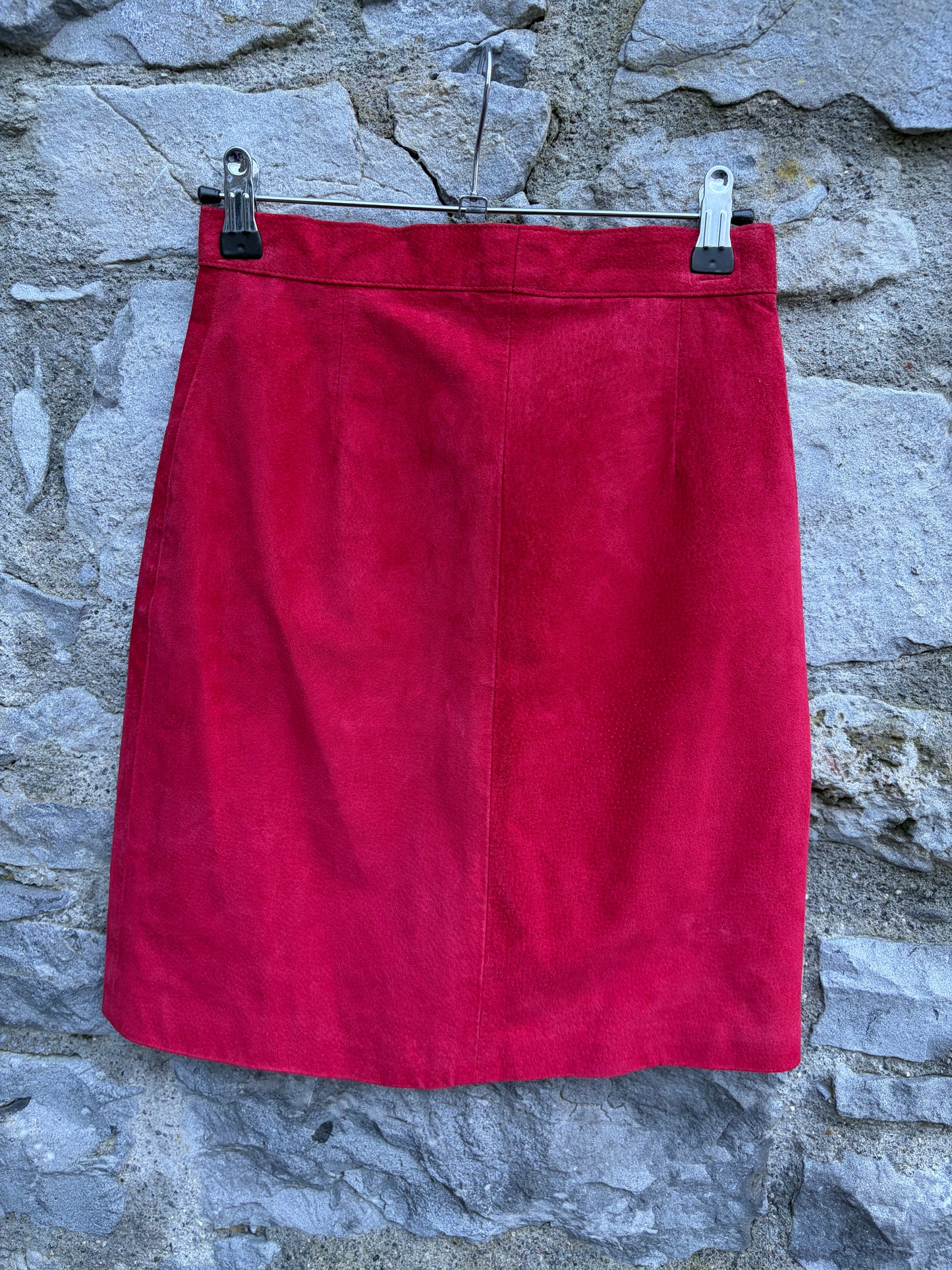 80s red suede skirt uk 6