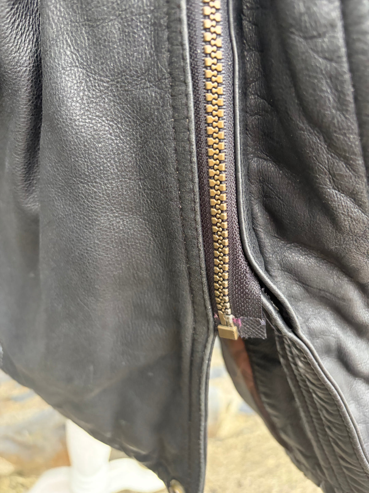 90s black leather long jacket Large