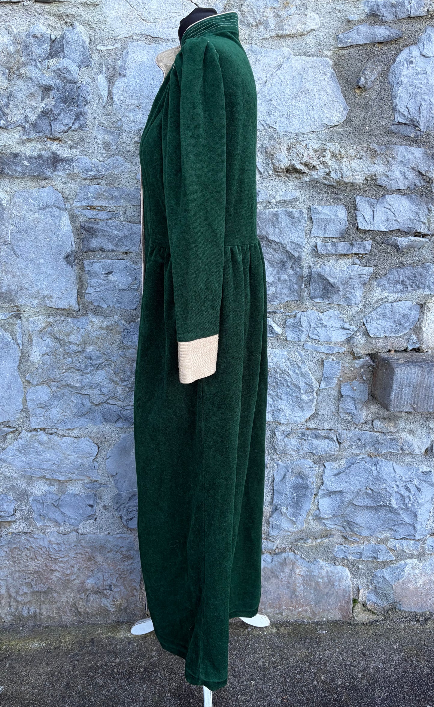 80s Green velvet coat dress uk 12