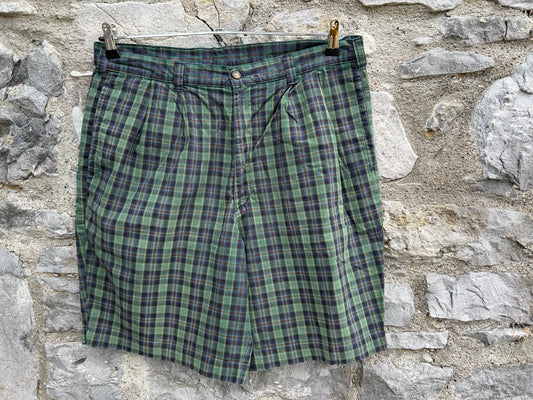 80s green check shorts L/XL