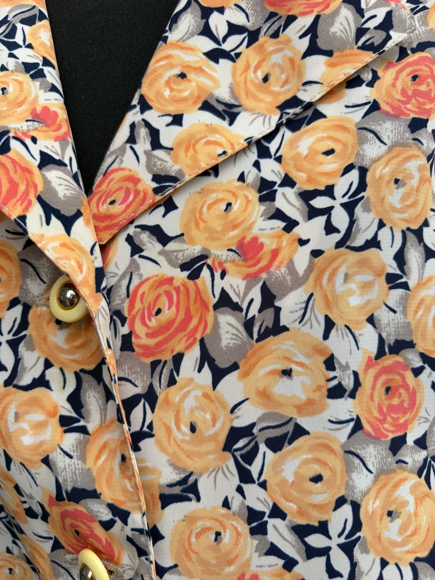 90s orange roses blouse&skirt uk 14-16