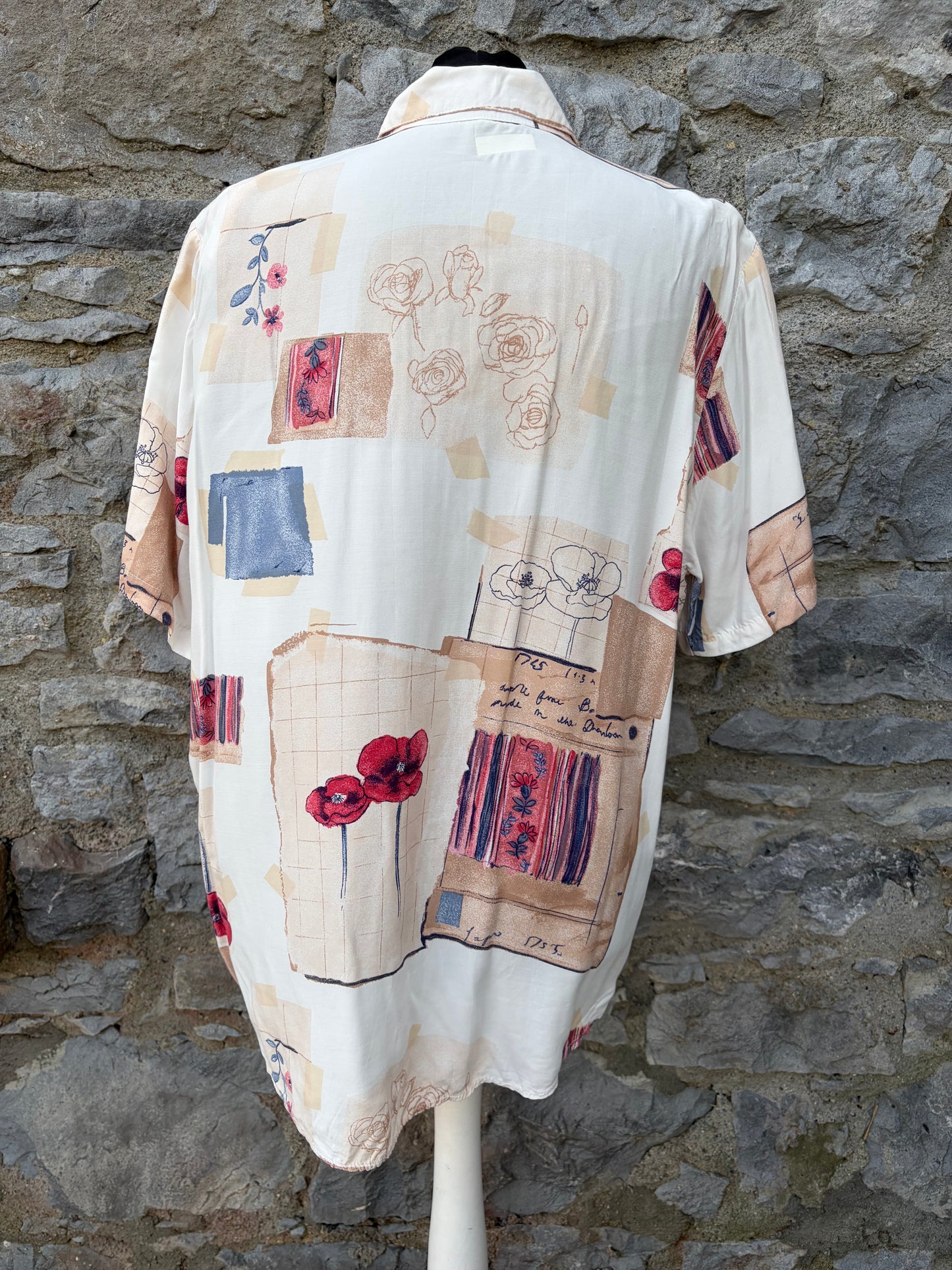 80s beige abstract shirt Medium