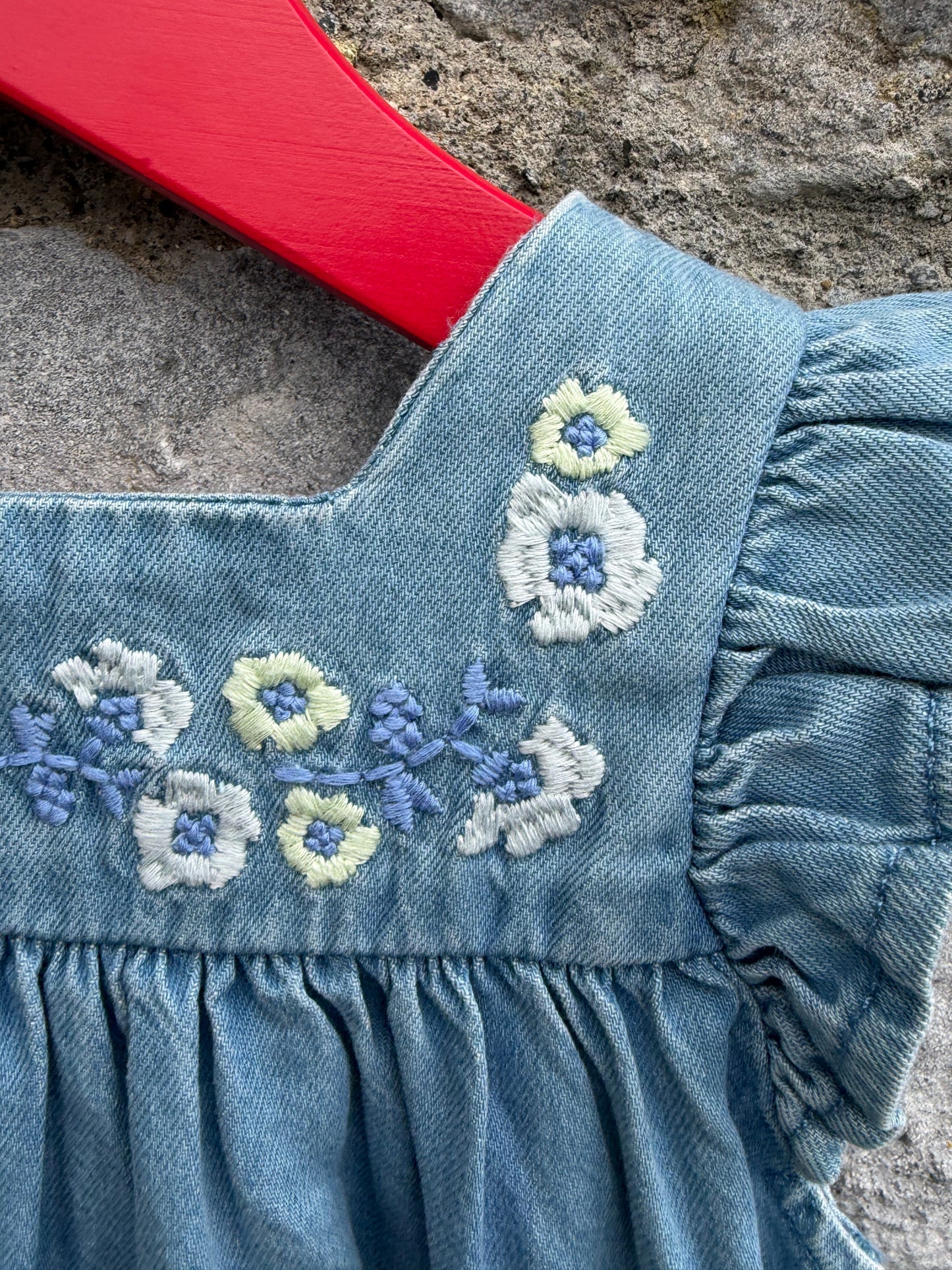 Embroidered denim pinafore  2-3y (92-98cm)