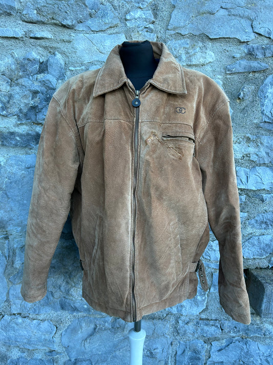 80s brown suede jacket M/L