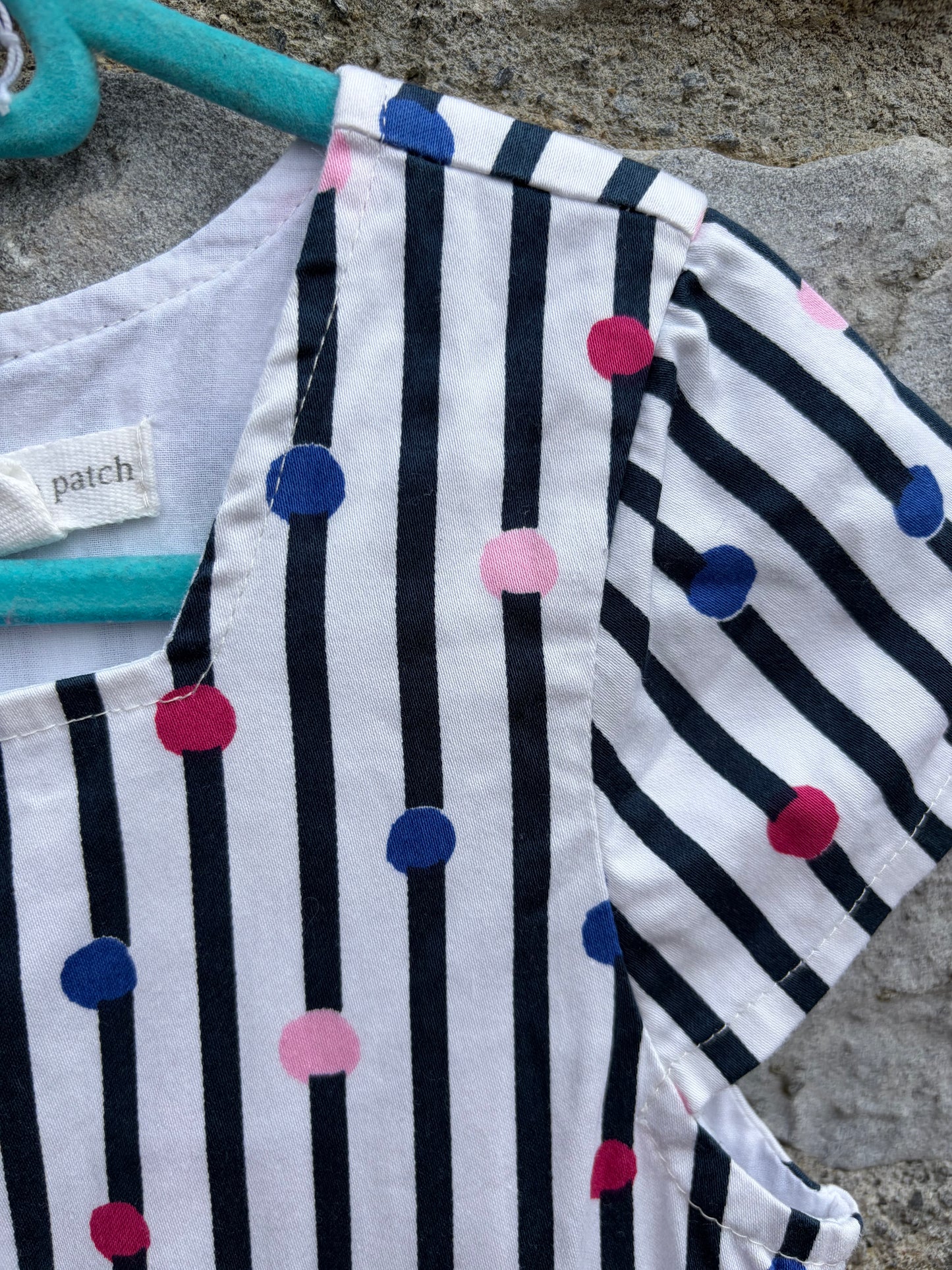 Colourful dots stripy dress  6-7y (116-122cm)