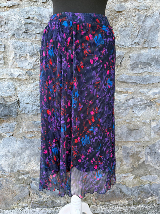 Purple floral pleated skirt uk 8-10