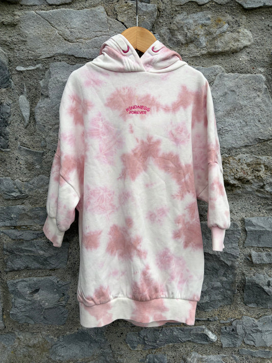 Pink tie dye hoodie sweat dress  3y (98cm)