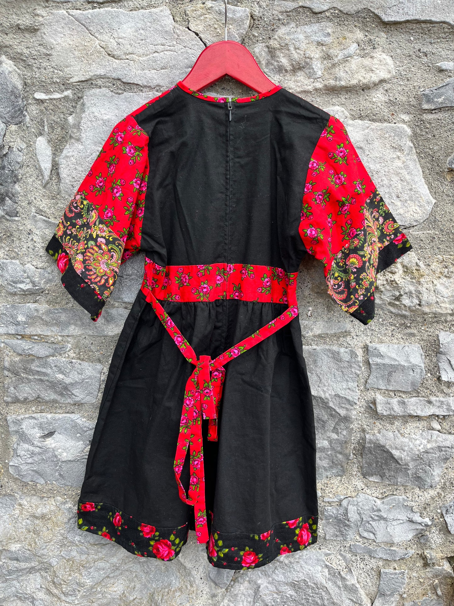 70s folk floral dress   7-8y (122-128cm)