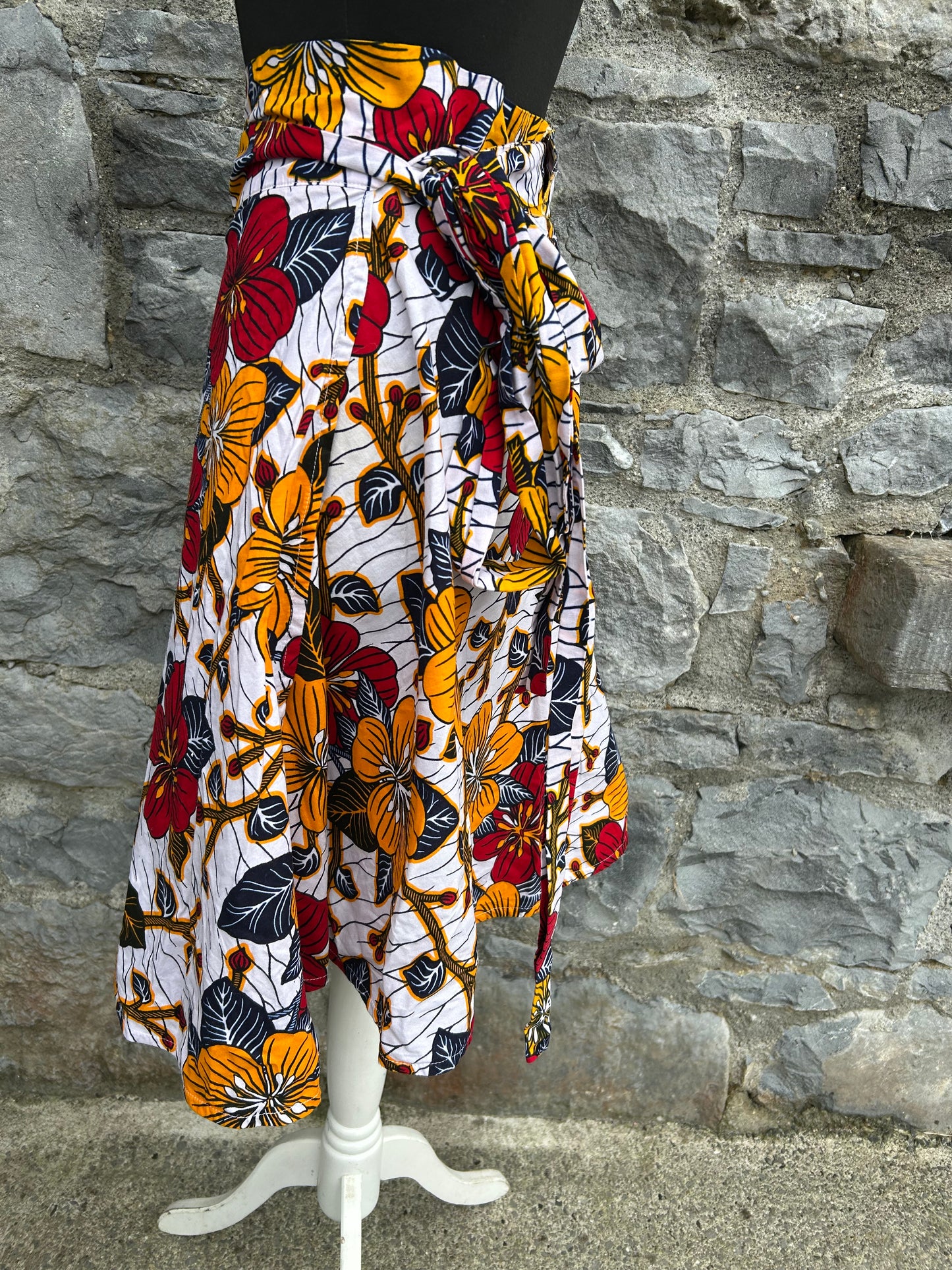 Orange&red flowers wrap skirt uk 10-12