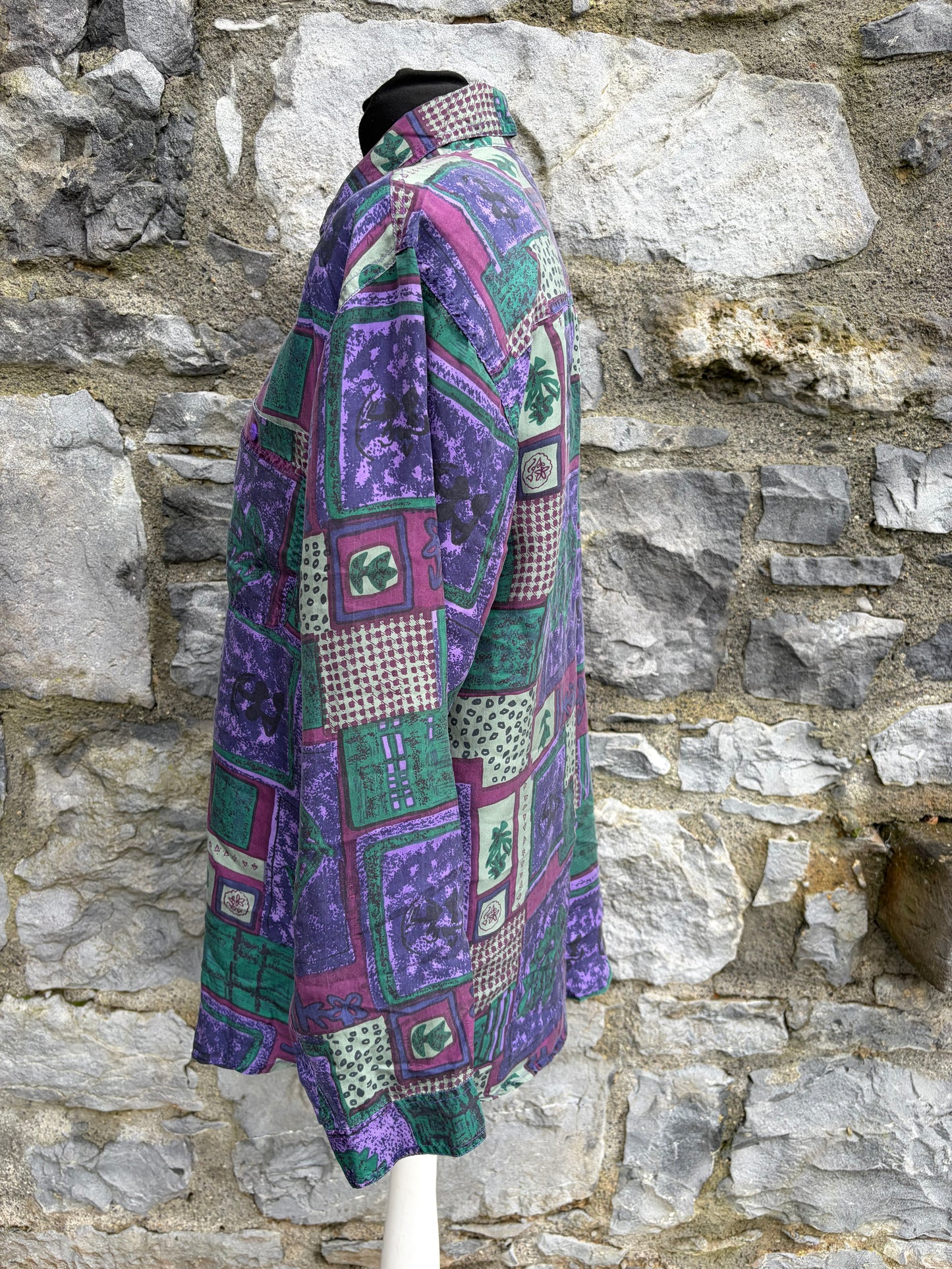 80s purple patchwork shirt Medium