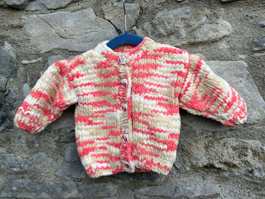 Orange&beige melange fleece cardigan 6-9m (68-74cm)