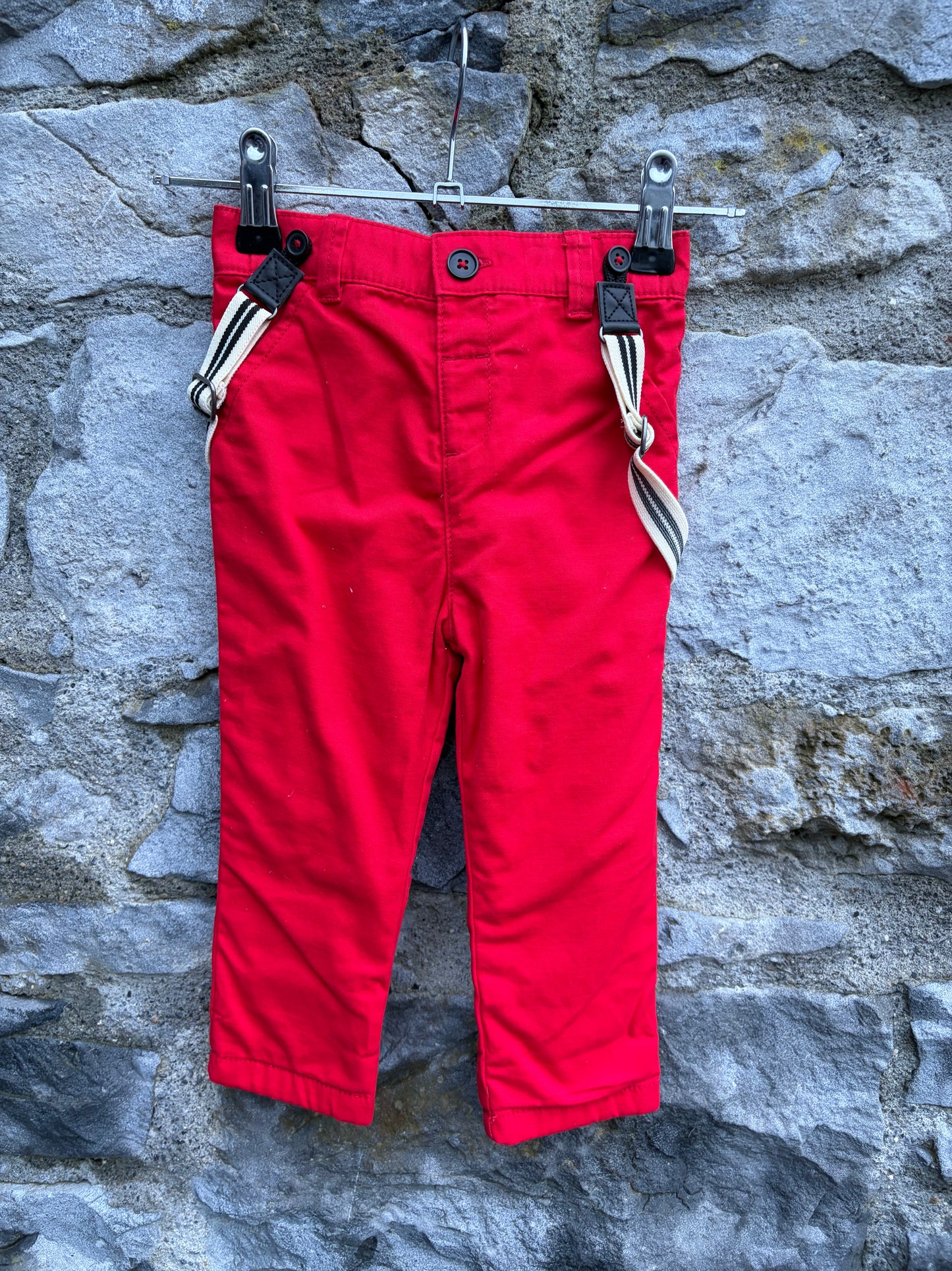Red pants with suspenders  9-12m (74-80cm)
