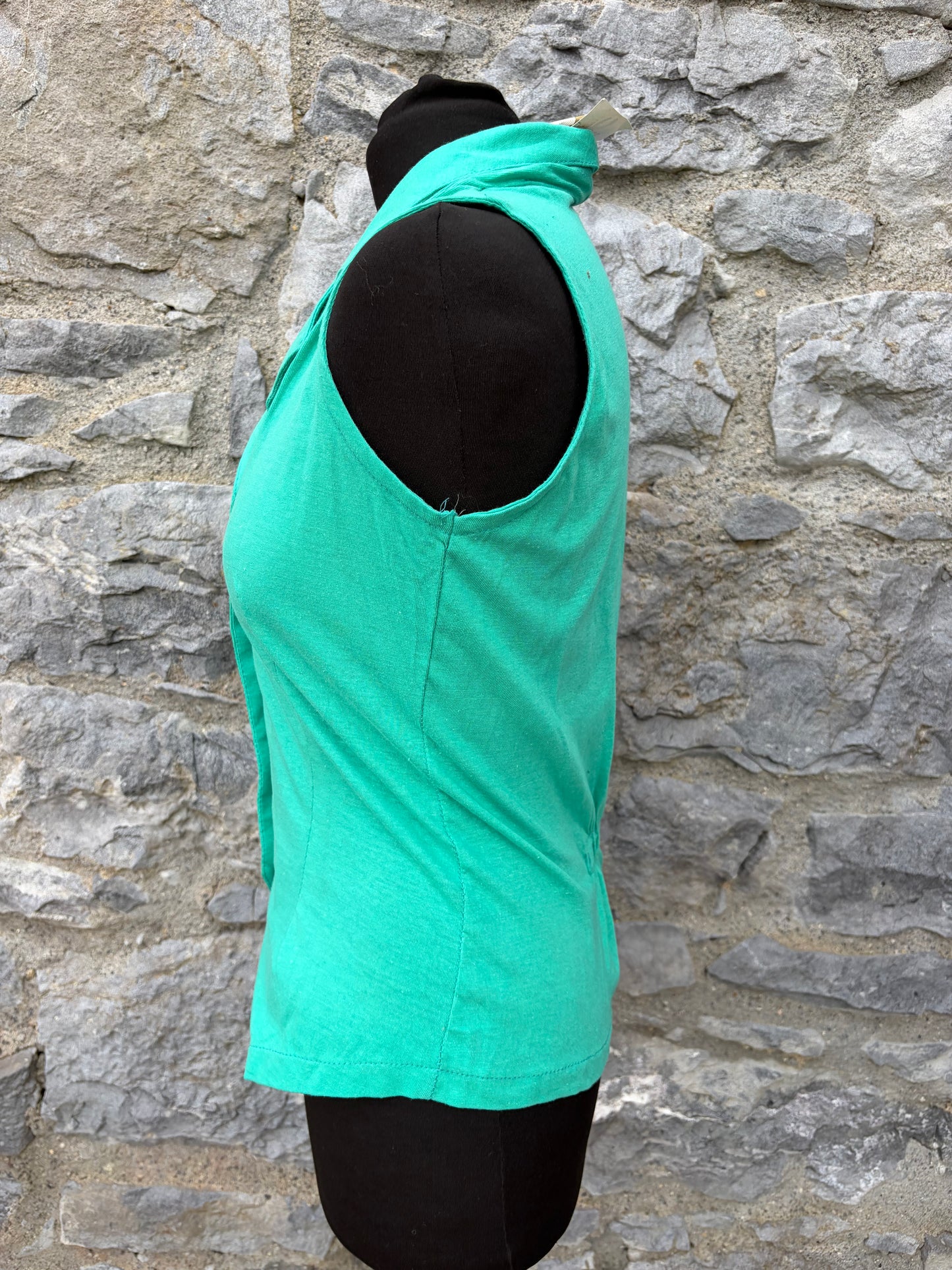 80s green waistcoat top uk 8-10