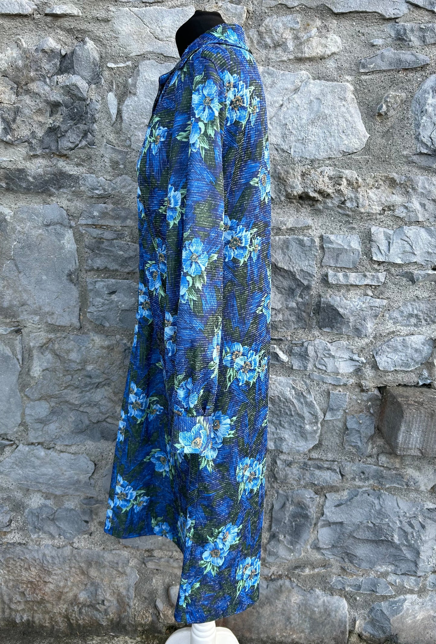 80s blue flowers dress uk 14