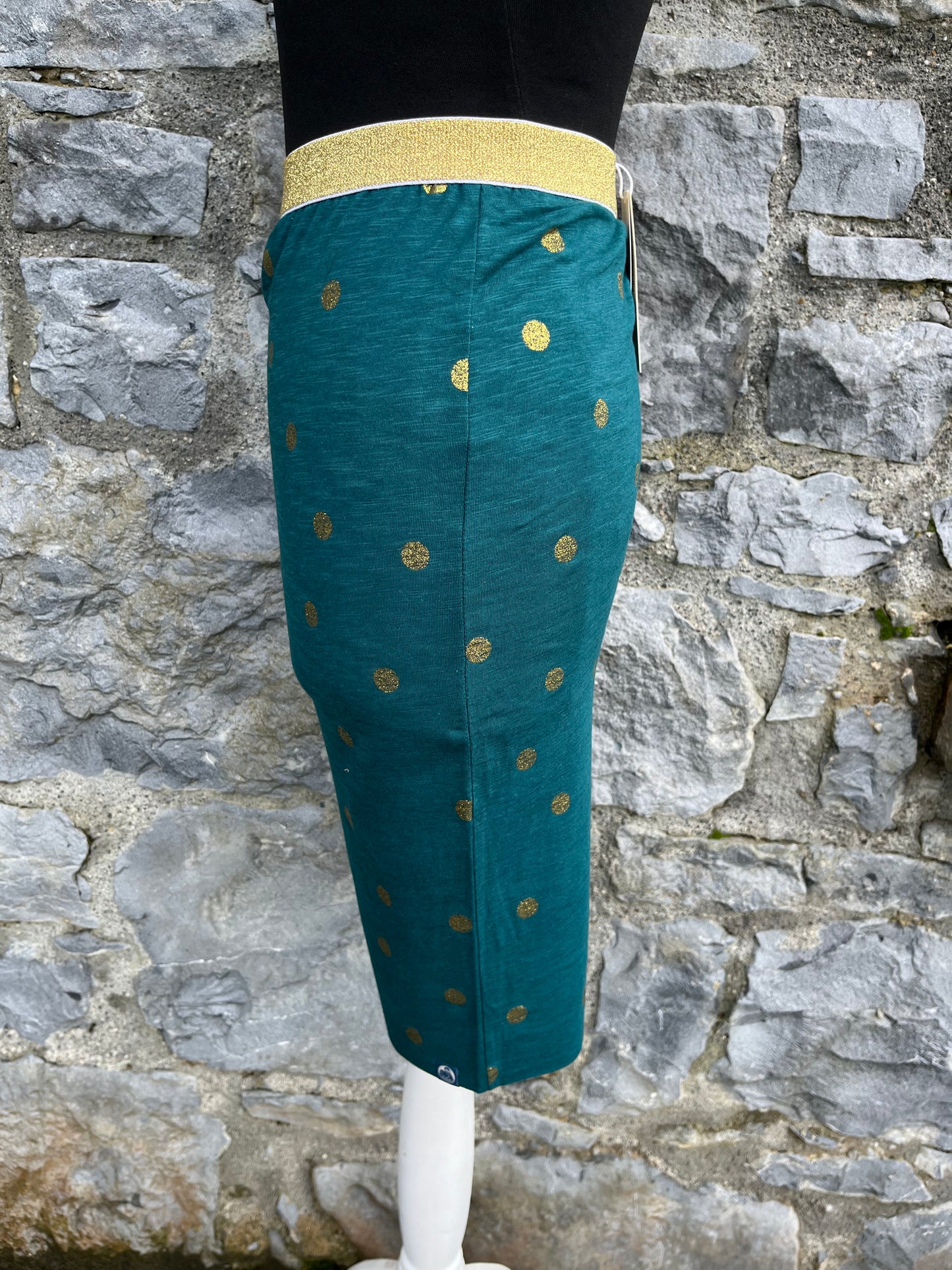 Teal gold dots skirt uk 6-8