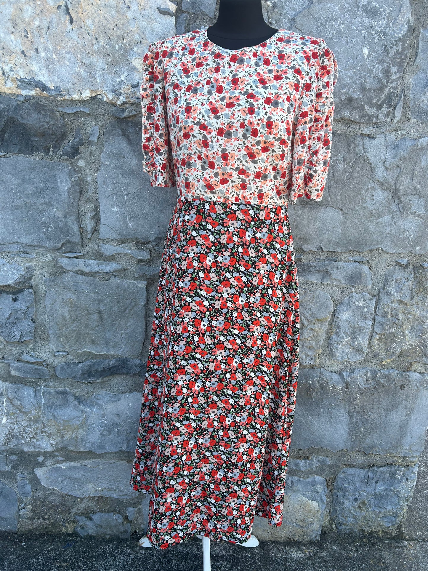 Red floral maxi dress uk 8-10