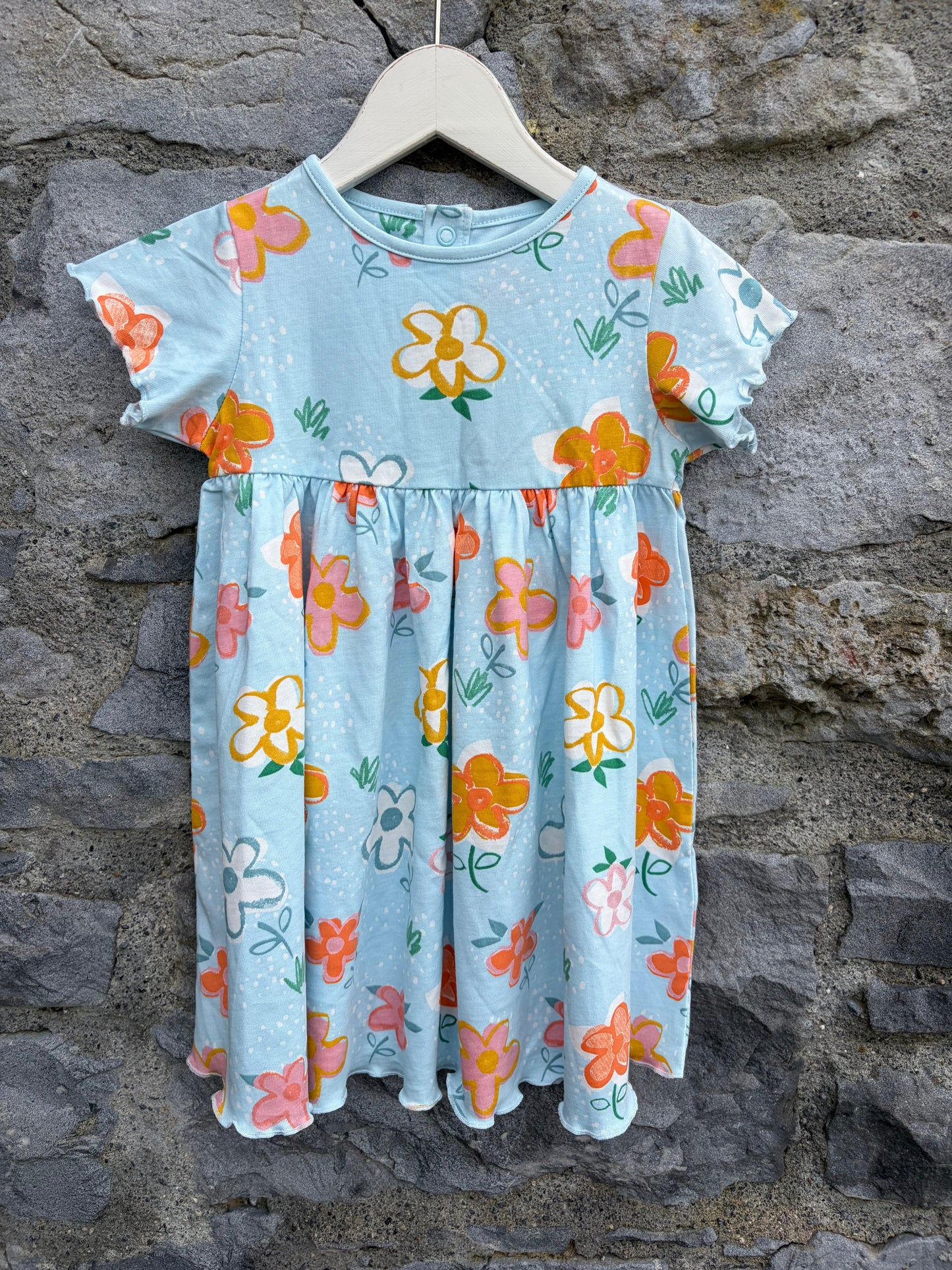 Orange flowers blue dress 12-18m (80-86cm)