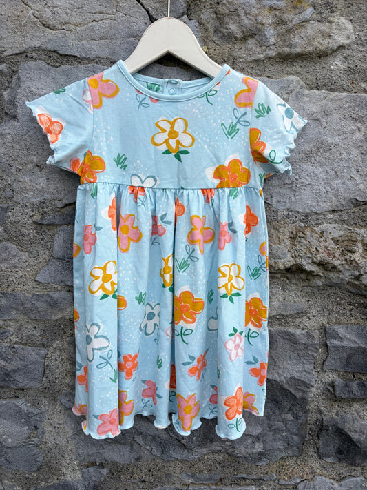 Orange flowers blue dress 12-18m (80-86cm)