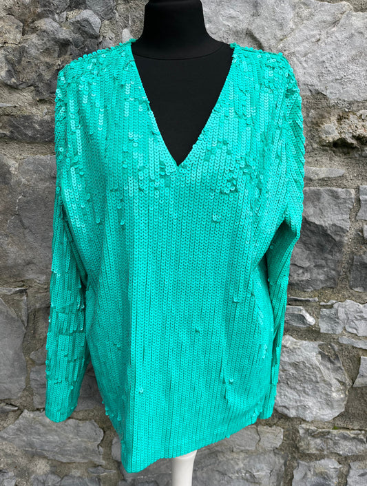 Green sequin top uk 14