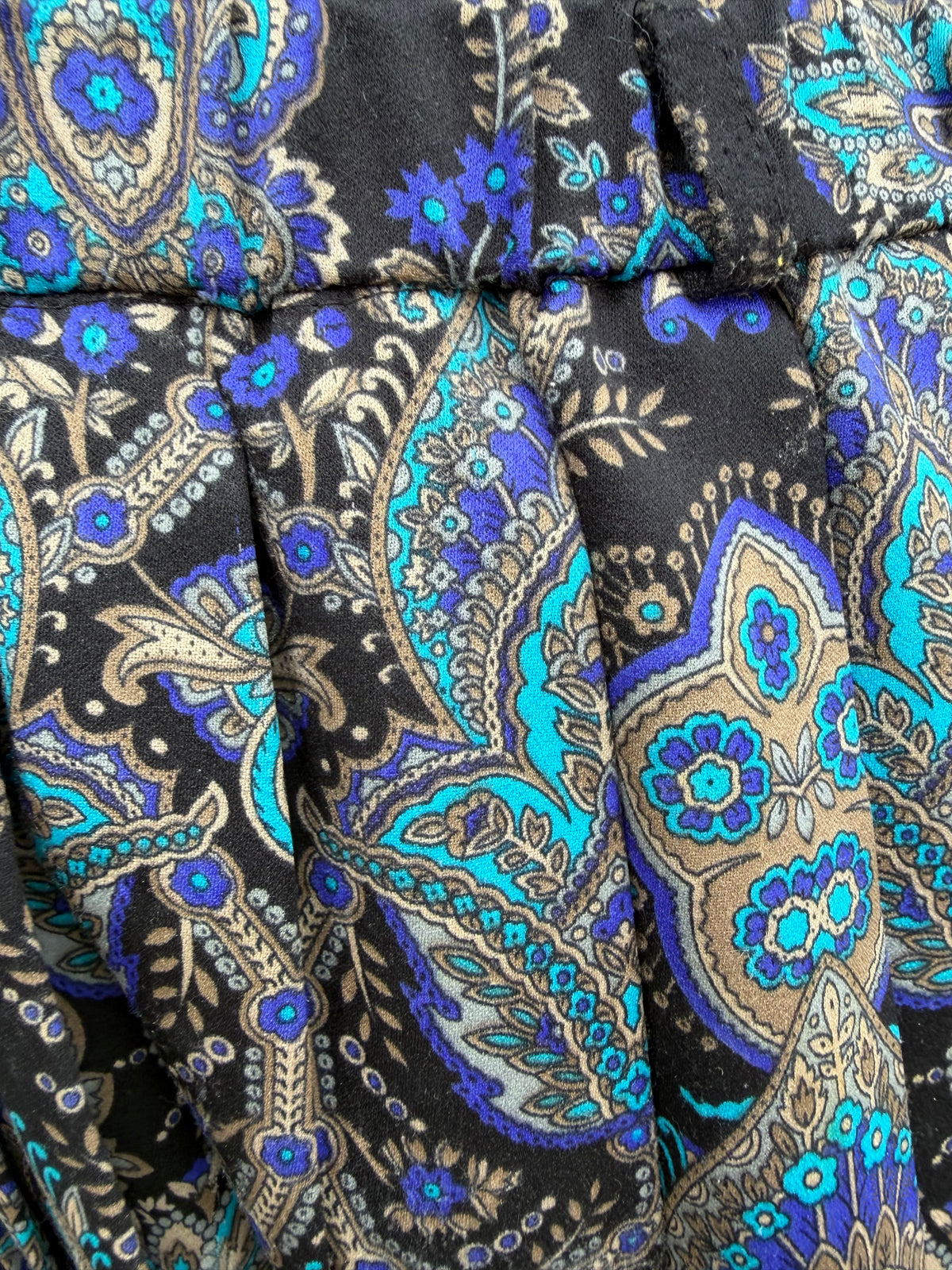 80s teal&black Paisley skirt uk 8-10