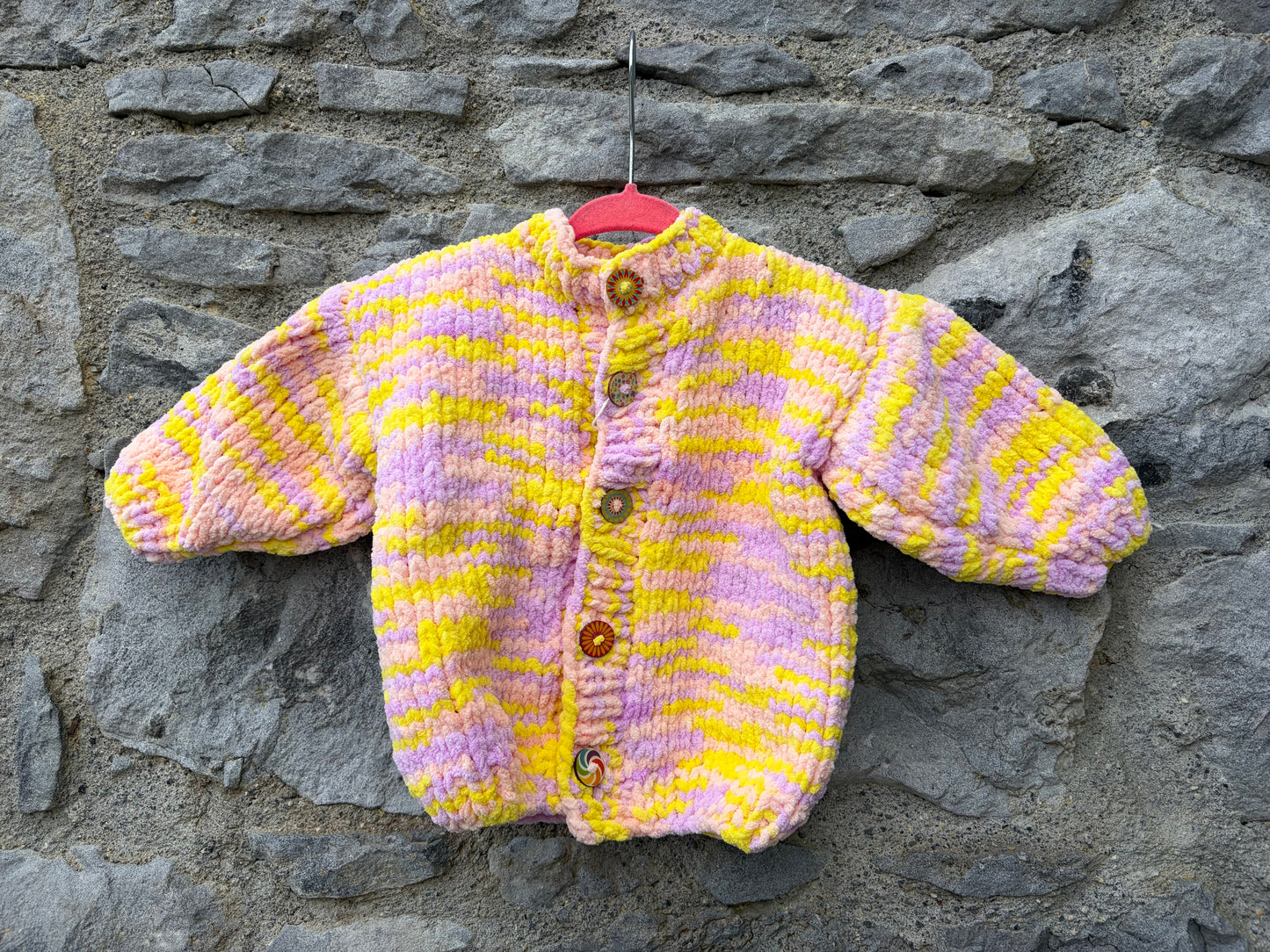 Yellow&pink fleece cardigan  9-12m (74-80cm)