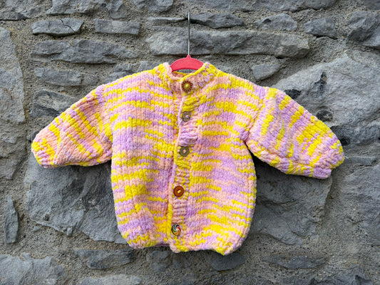 Yellow&pink fleece cardigan  9-12m (74-80cm)