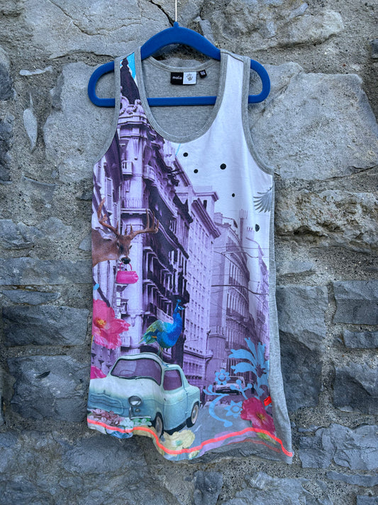 Tropical city grey dress 7-8y (122-128cm)