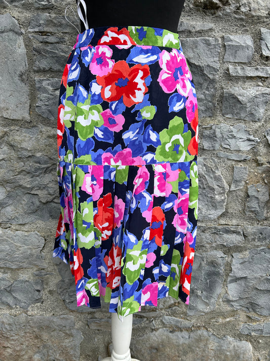 80s colourful flowers skirt uk 8