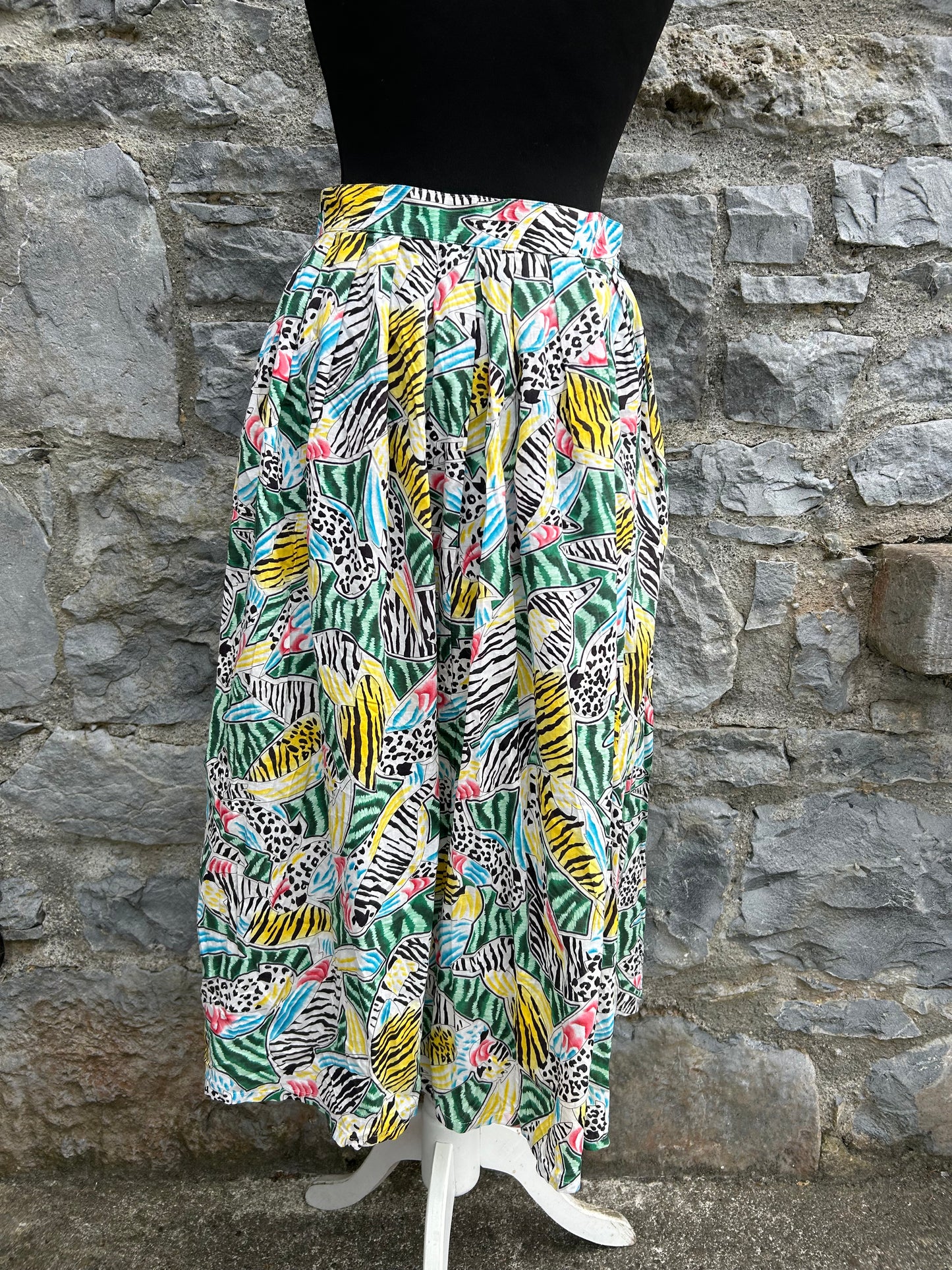 80s tropical leaves skirt uk 8-10