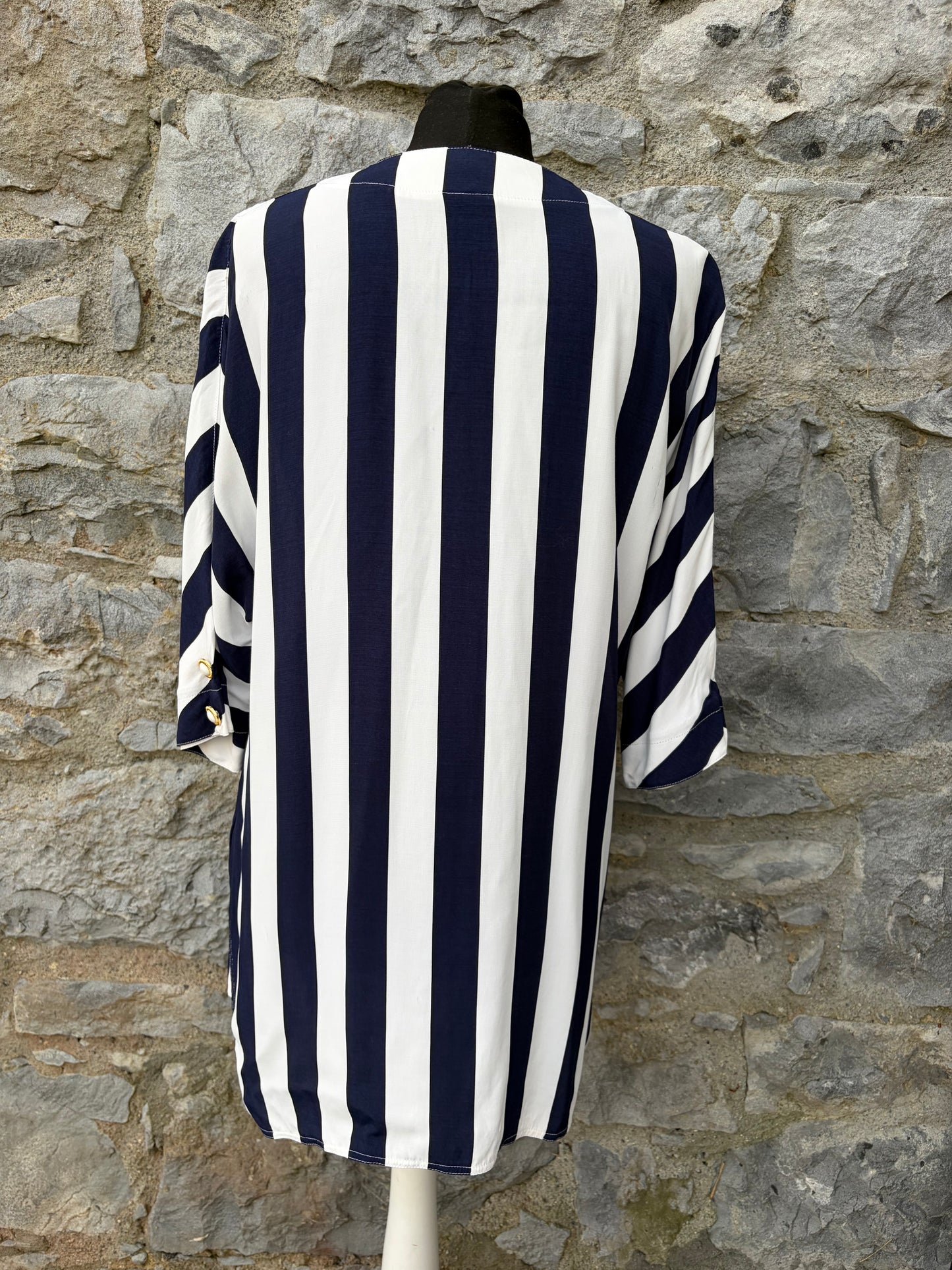 80s stripy navy long top uk 12