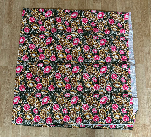 Floral pink&khaki fabric