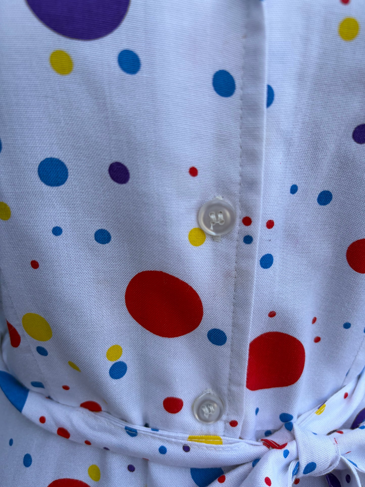 Colourful Dots white dress uk 10