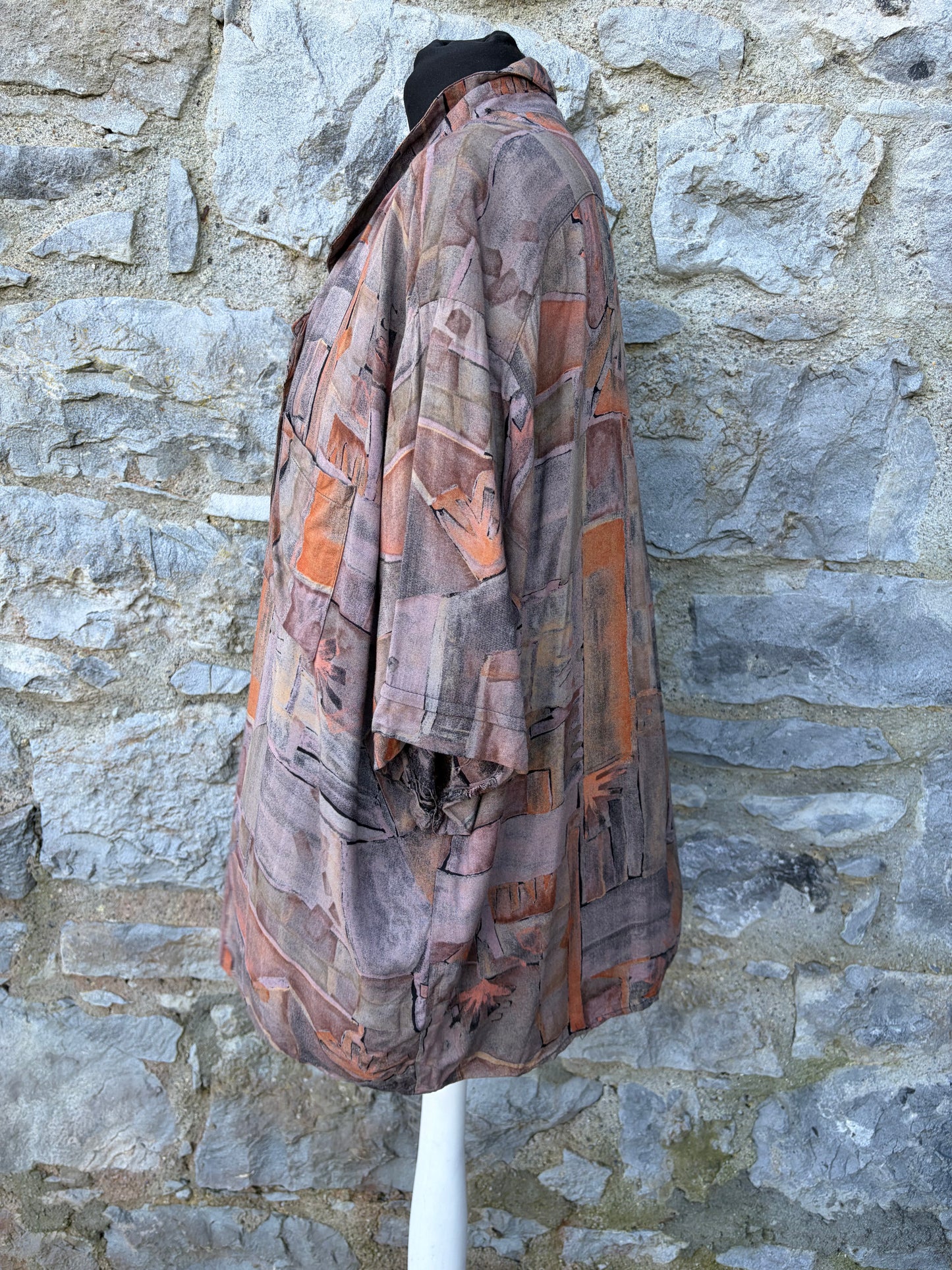 80s brown abstract shirt Medium