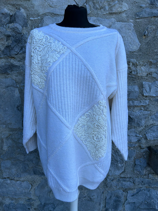 80s white long jumper uk 12-14